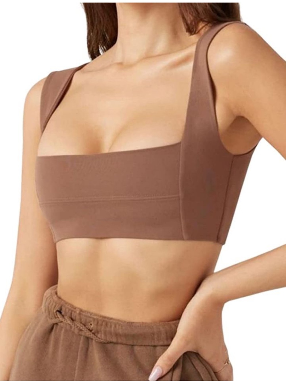 Joah Brown - Square Neck Bralette Sueded Brown - NWOT - S/M
